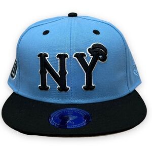 New York Black Yankees Hat Adult 7 5/8 Blue NLB Ebbets Field Flannels Cap Patch